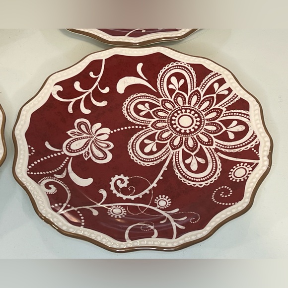 Pier One “Maribeth” 8.5” Round Scalloped Edge Ironstone Salad Plates set of 4 - Picture 5 of 13